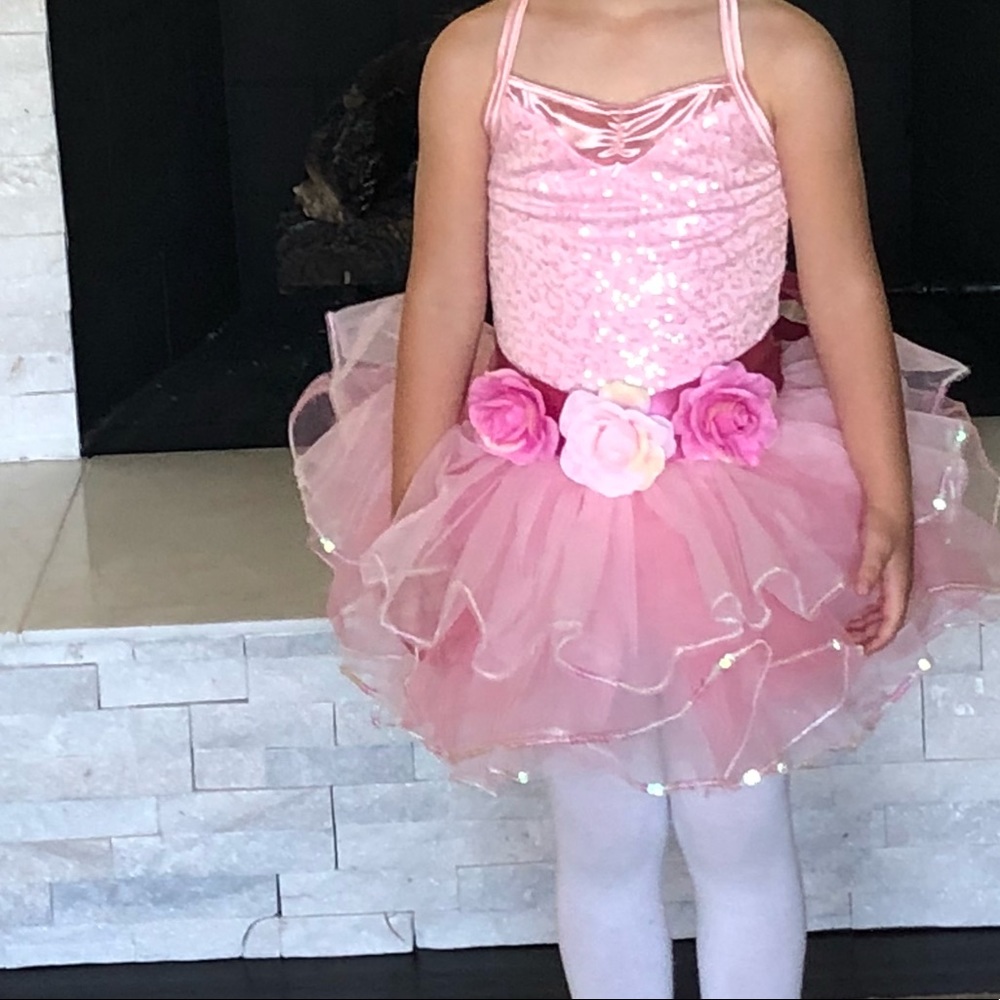 Pink tutu and head piece.